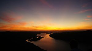 sunset, river, scenery